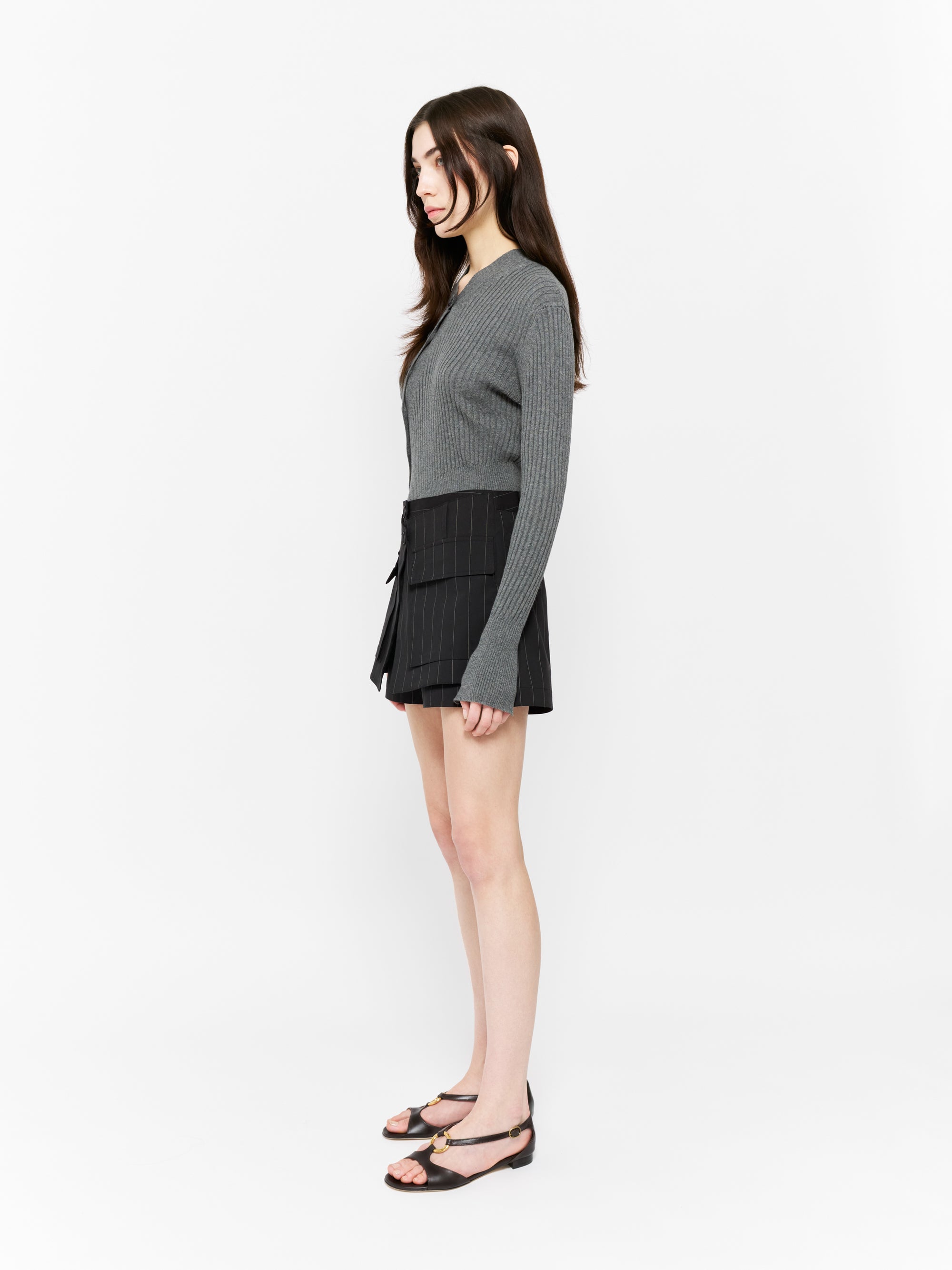 Natasha Short Black and Off White Stripe